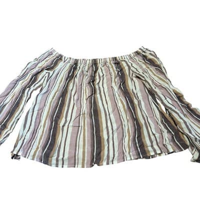 Aeropostale Off The Shoulder Top Womens Small Striped Long Sleeve Boho Blouse - Image 1