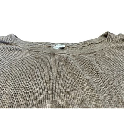 Garage Sweater Womens Medium Tan Taupe Ribbed Knit Scoop Neck Cropped - Thumbnail 3