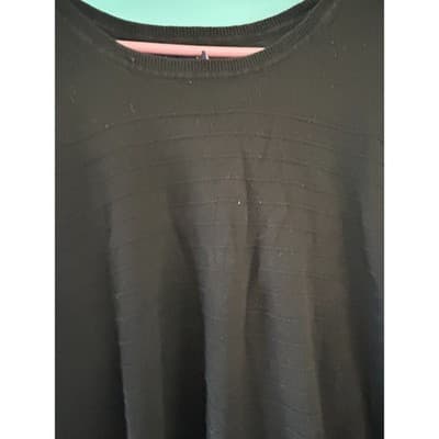 Gap Sweater Womens XL Black Textured Stripe Long Sleeve Crew Neck High Low Hem - Thumbnail 3