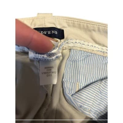 Lands End Fit 2 Chino Crop Pants Womens Size 10 Khaki Tan Wide Leg Trousers - Thumbnail 5
