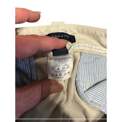 Lands End Fit 2 Chino Crop Pants Womens Size 10 Khaki Tan Wide Leg Trousers - Thumbnail 4