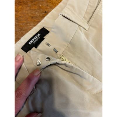 Express Stretch Dress Pants Womens 7/8R Khaki Tan Straight Leg Work Office Wear - Thumbnail 2