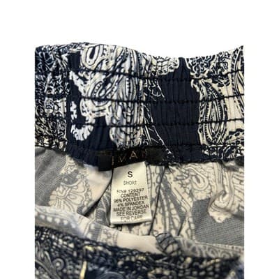 IMAN Global Chic Paisley Wide Leg Palazzo Pants Navy Blue White Size S Short - Thumbnail 2