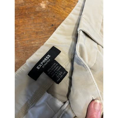 Express Stretch Dress Pants Womens 7/8R Khaki Tan Straight Leg Work Office Wear - Thumbnail 3