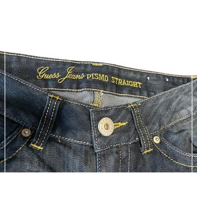Guess Jeans Pismo Straight Dark Wash Low Rise Denim Blue Pants Womens - Thumbnail 4