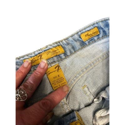 Seven7 Premium Denim Flare Jeans Women Size 8 Light Wash Stretch Blue Denim - Thumbnail 3