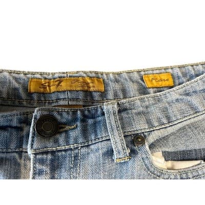 Seven7 Premium Denim Flare Jeans Women Size 8 Light Wash Stretch Blue Denim - Thumbnail 2