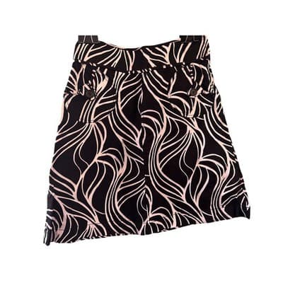 H&M Abstract Swirl Print Mini Skirt Black White Size 4 Pocketed A-Line - Thumbnail 2