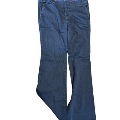 Banana Republic Trousers Womens 10 Navy Blue Wide Leg Stretch Cotton Pants - Image 1