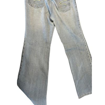 Seven7 Premium Denim Flare Jeans Women Size 8 Light Wash Stretch Blue Denim - Thumbnail 4