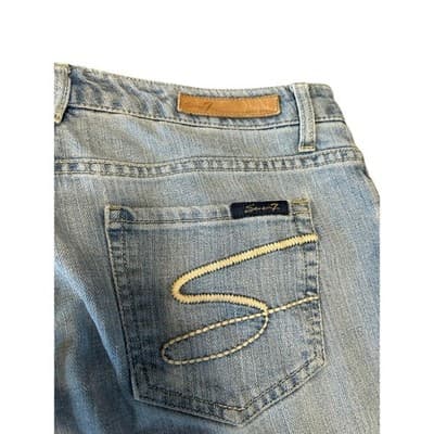 Seven7 Premium Denim Flare Jeans Women Size 8 Light Wash Stretch Blue Denim - Thumbnail 6