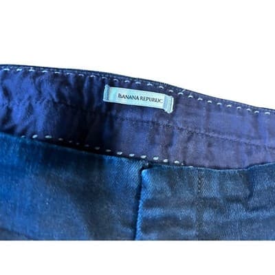 Banana Republic Trousers Womens 10 Navy Blue Wide Leg Stretch Cotton Pants - Thumbnail 4