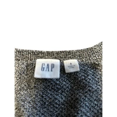 Gap V-Neck Sweater Womens Small Gray White Marled Knit Pullover Raglan Sleeve - Thumbnail 2