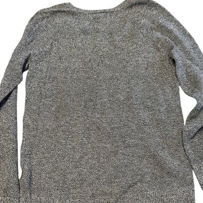 Gap V-Neck Sweater Womens Small Gray White Marled Knit Pullover Raglan Sleeve - Thumbnail 3
