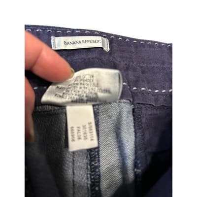 Banana Republic Trousers Womens 10 Navy Blue Wide Leg Stretch Cotton Pants - Thumbnail 6