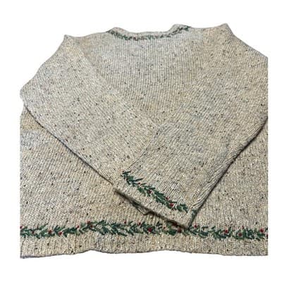 Northern Isles Sweater Womens Medium Beige Knit Christmas Goose Cardinal Vintage - Thumbnail 5