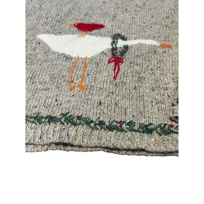 Northern Isles Sweater Womens Medium Beige Knit Christmas Goose Cardinal Vintage - Thumbnail 3