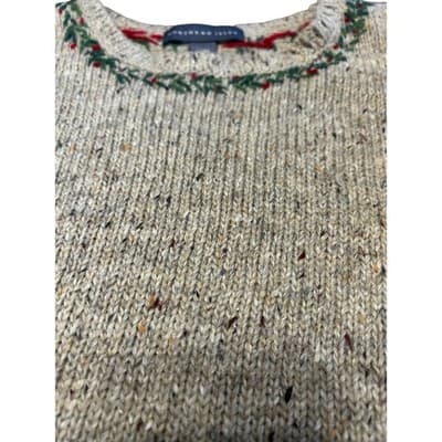 Northern Isles Sweater Womens Medium Beige Knit Christmas Goose Cardinal Vintage - Thumbnail 4