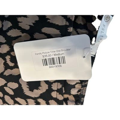 FSL Apparel One Shoulder Leopard Print Top Size Medium NWT Tan Black Cheetah - Thumbnail 4