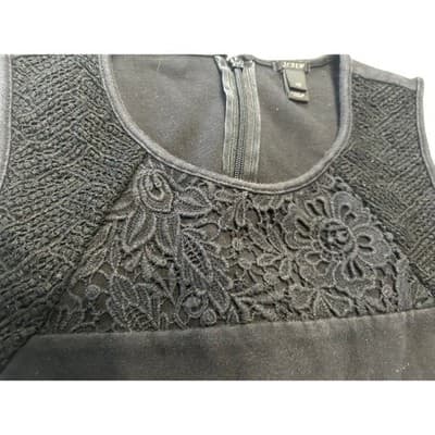 J.Crew Black Lace Peplum Top Sleeveless Floral Yoke Blouse XS - Thumbnail 3