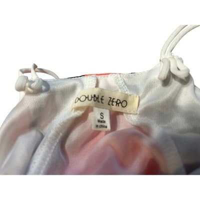 Double Zero Neon Coral Chevron Dress Size S Black White Sleeveless Blouse - Thumbnail 2