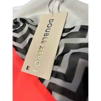 Double Zero Neon Coral Chevron Dress Size S Black White Sleeveless Blouse - Thumbnail 5