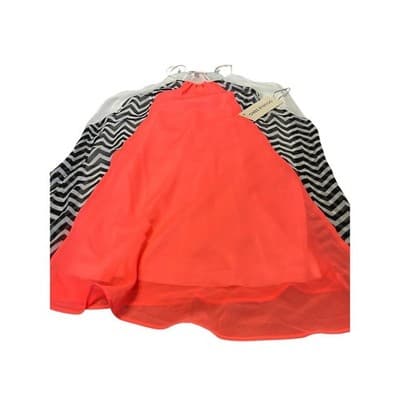 Double Zero Neon Coral Chevron Dress Size S Black White Sleeveless Blouse - Image 1
