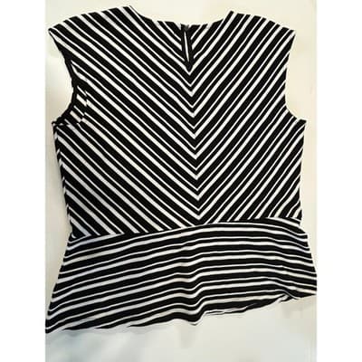 Liz Claiborne Sleeveless Top Size L Black White Striped Chevron Knit Blouse - Thumbnail 6