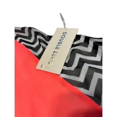 Double Zero Neon Coral Chevron Dress Size S Black White Sleeveless Blouse - Thumbnail 3
