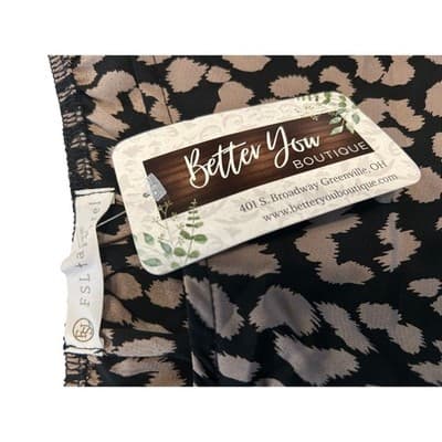 FSL Apparel One Shoulder Leopard Print Top Size Medium NWT Tan Black Cheetah - Thumbnail 3