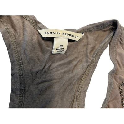 Banana Republic Tank Top XS Brown Beaded Racerback Sleeveless Scoop Neck Blouse - Image 1