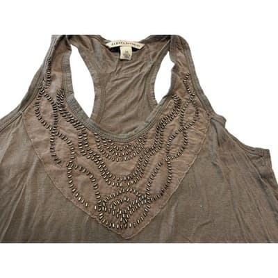Banana Republic Tank Top XS Brown Beaded Racerback Sleeveless Scoop Neck Blouse - Thumbnail 4