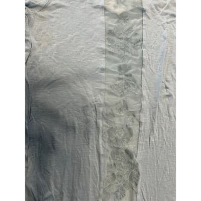 Lauren Conrad Top Womens XS Blue Long Sleeve Mesh Floral Embroidered Slub Knit - Thumbnail 4