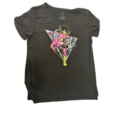 DC Comics The Flash Graphic T-Shirt Women Large Black Justice League Superman L - Image 1