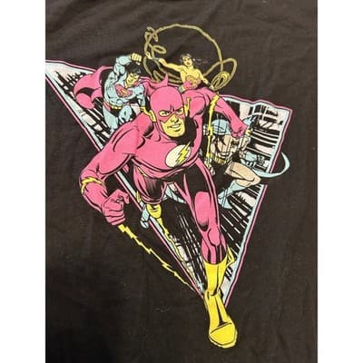 DC Comics The Flash Graphic T-Shirt Women Large Black Justice League Superman L - Thumbnail 3
