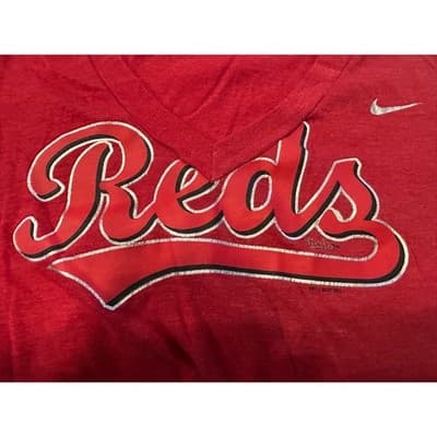 Nike Cincinnati Reds MLB V-Neck T-Shirt Women Medium Red Short Sleeve Fan Gear - Thumbnail 3