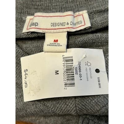 Gap V-Neck Sweater Women Medium Gray Knit Long Sleeve Pullover 224986-03-1 NEW - Thumbnail 2