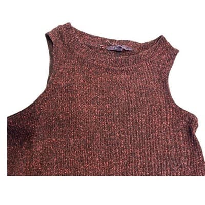 Olivia Sky Knit Tank Top Womens Large Marled Burgundy Black Sleeveless Sweater - Thumbnail 3