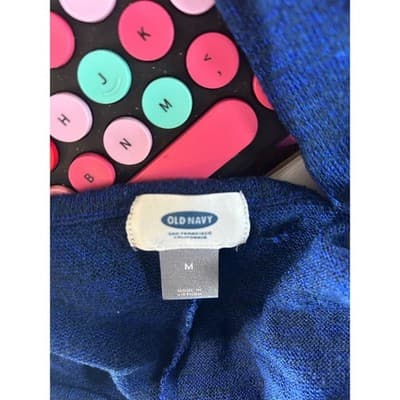 Old Navy Women Medium Blue Knit Scoop Neck Long Sleeve Lightweight Sweater - Image 1