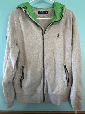 Polo Ralph Lauren Hoodie Men’s XL Full Zip+ Gray Sweatshirt Cotton Blend NICE - Image 1
