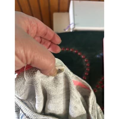 Jolt Sweatshirt Womens Large Gray Neon Coral Chevron Raglan Thermal Pullover - Image 1