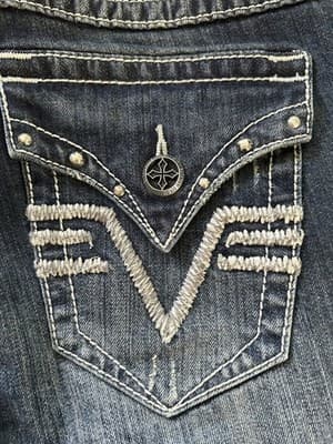 Affliction Bootcut Jeans Studded Patched Biker Distressed Low Rise 27 Read - Thumbnail 3