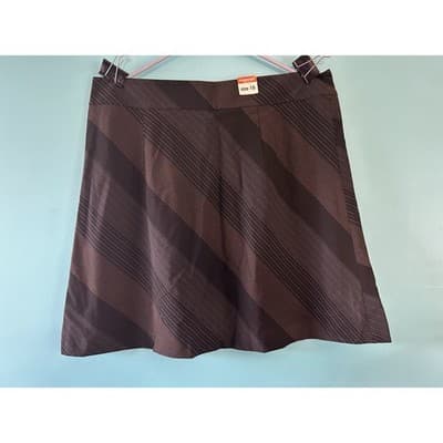 Old Navy Skirt Size 16 Black Brown Diagonal Pinstripe Stretch Just Below Waist - Thumbnail 3