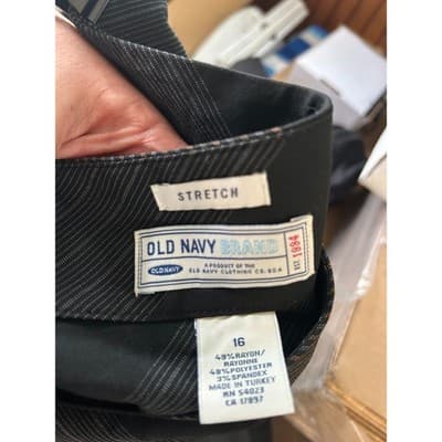 Old Navy Skirt Size 16 Black Brown Diagonal Pinstripe Stretch Just Below Waist - Image 1