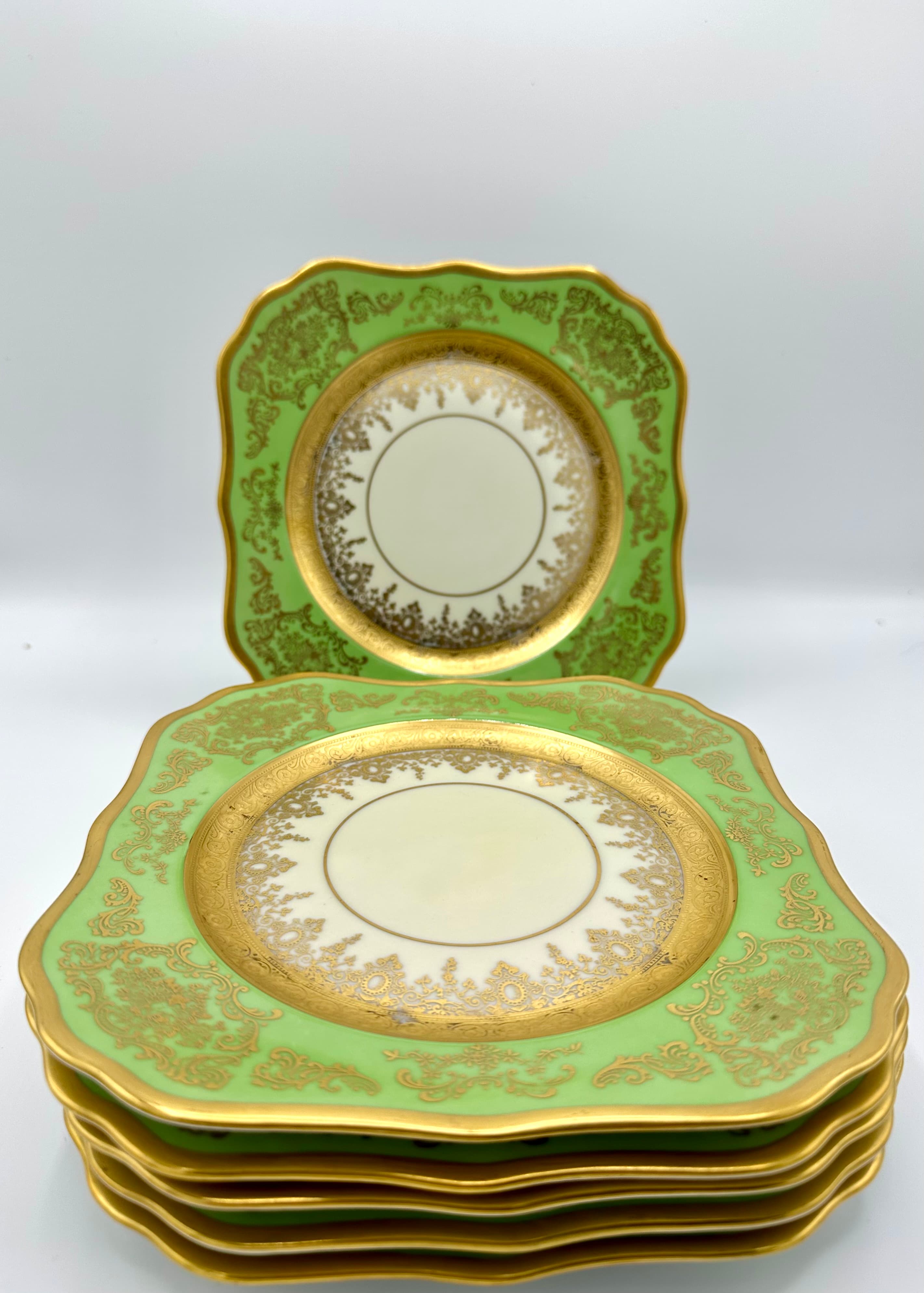 Set of 6 Antique Square Side Plates by H&C Selb Bavaria for Edgerton, Circa 1900. - Image 1