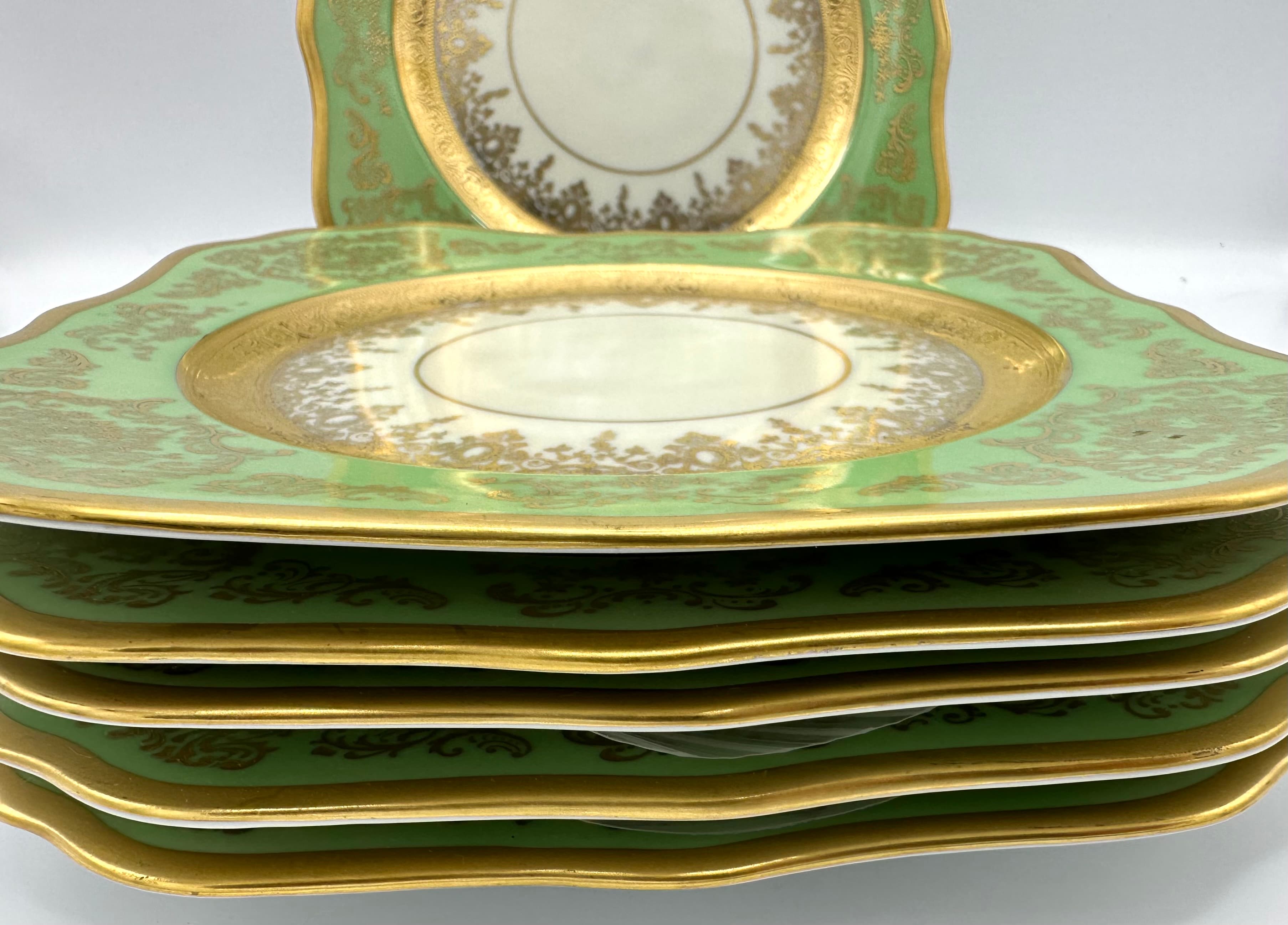 Set of 6 Antique Square Side Plates by H&C Selb Bavaria for Edgerton, Circa 1900. - Thumbnail 2