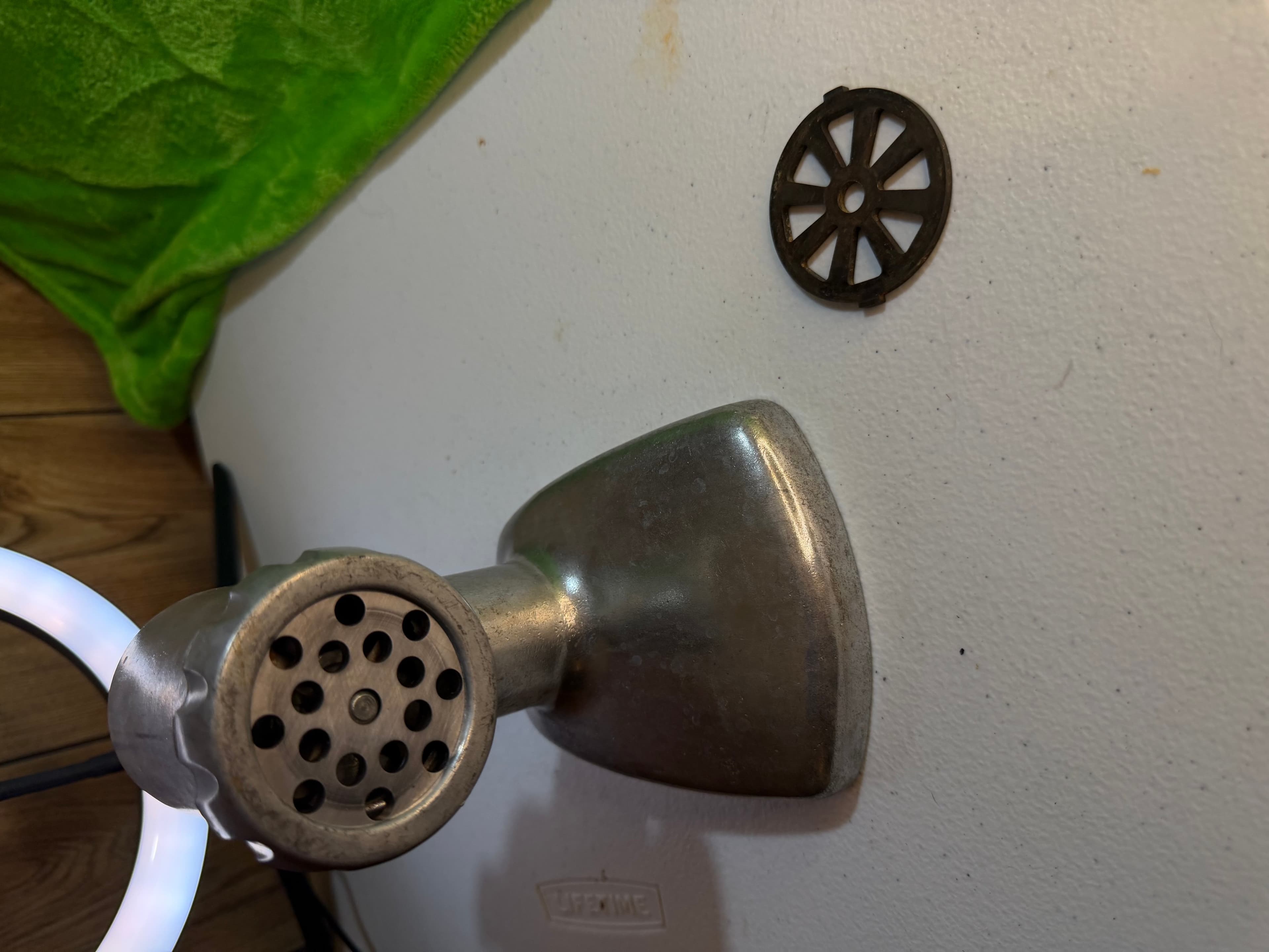 Vintage Metal Meat Grinder with Disc - Image 1