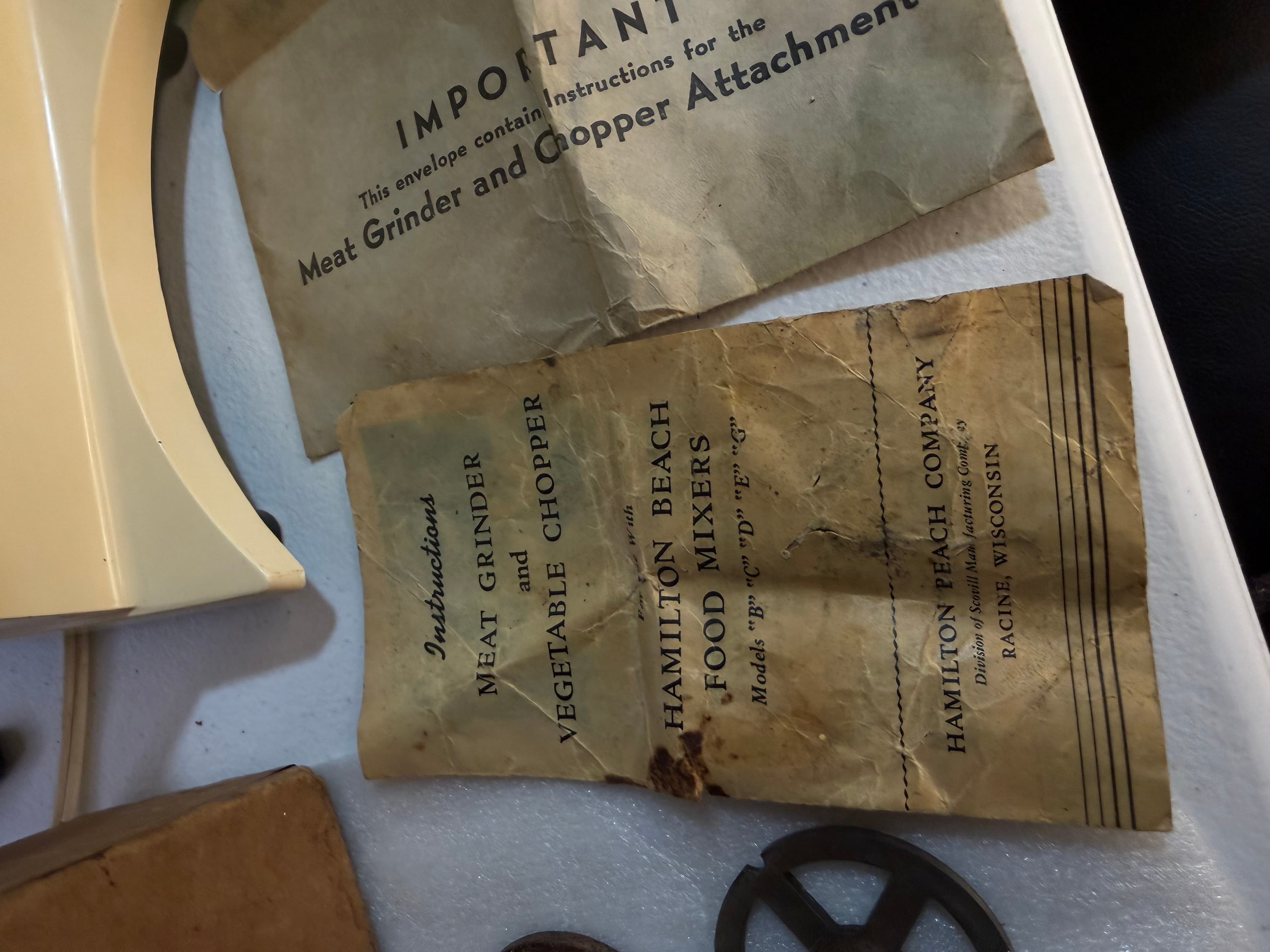 Vintage Hamilton Beach Meat Grinder and Food Chopper with Attachments - Thumbnail 3