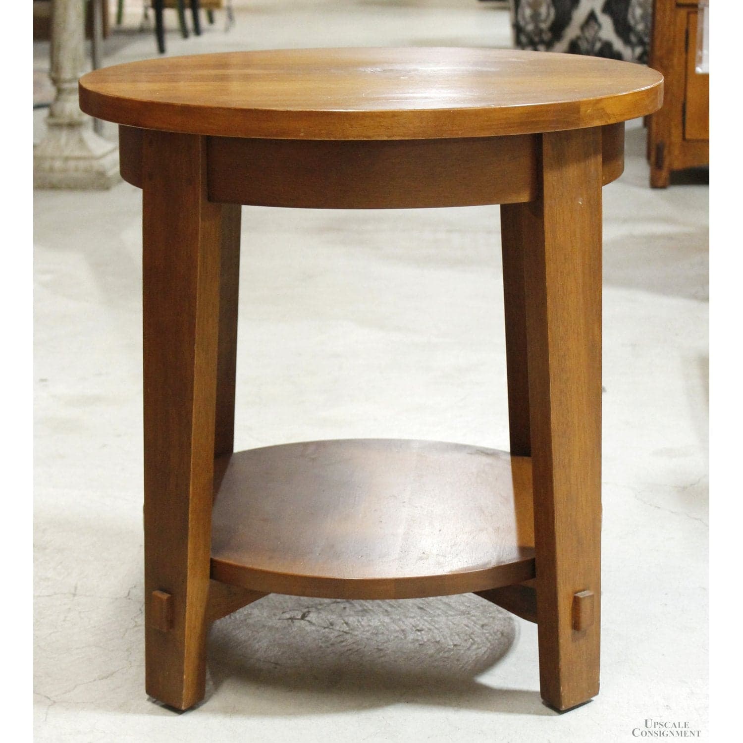 Round Craftsman Style Accent Table - Thumbnail 2