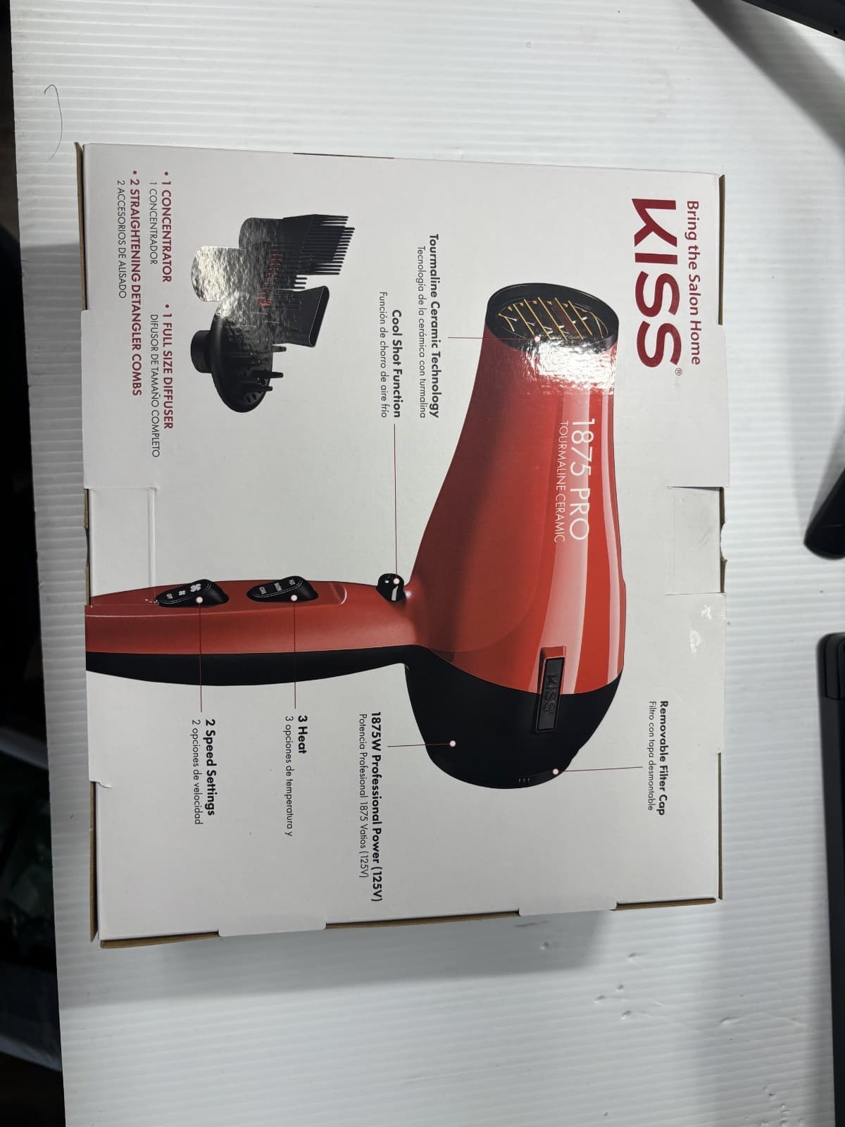 Kiss 1875 PRO Styling Edition Hair Dryer Tourmaline Ceramic, 4 Accessories - Image 1